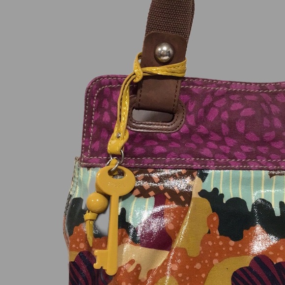 FOSSIL Key-Per Large Shoulder Bag with Matching Wallet in Coated Canvas - Picture 6 of 14
